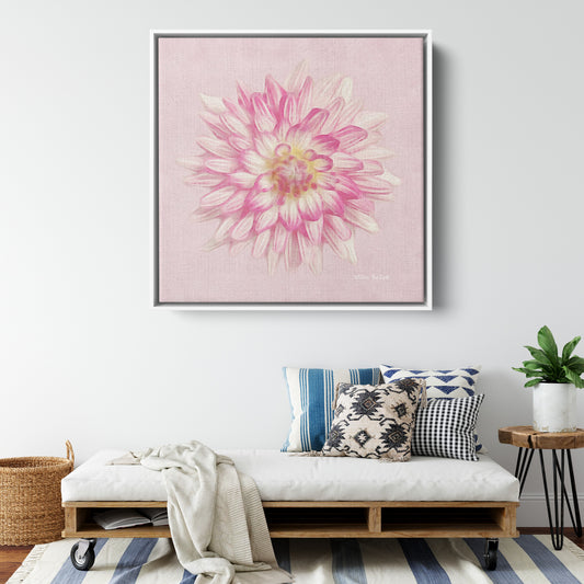 Pink Dahlia on Millennial Pink Giclee Print Wall Art on Floating Framed Canvas Fine Art Photography By:Zo® - By:Zo
