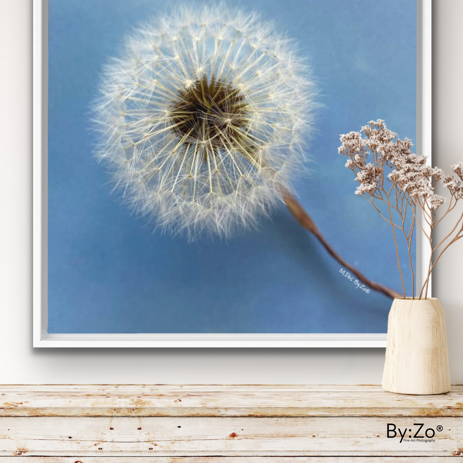 Wall Art Dandelion Make-a-Wish Make-Magic Original Art on Framed Canvas Floater Fine-Art Photography  By:Zo® - By:Zo