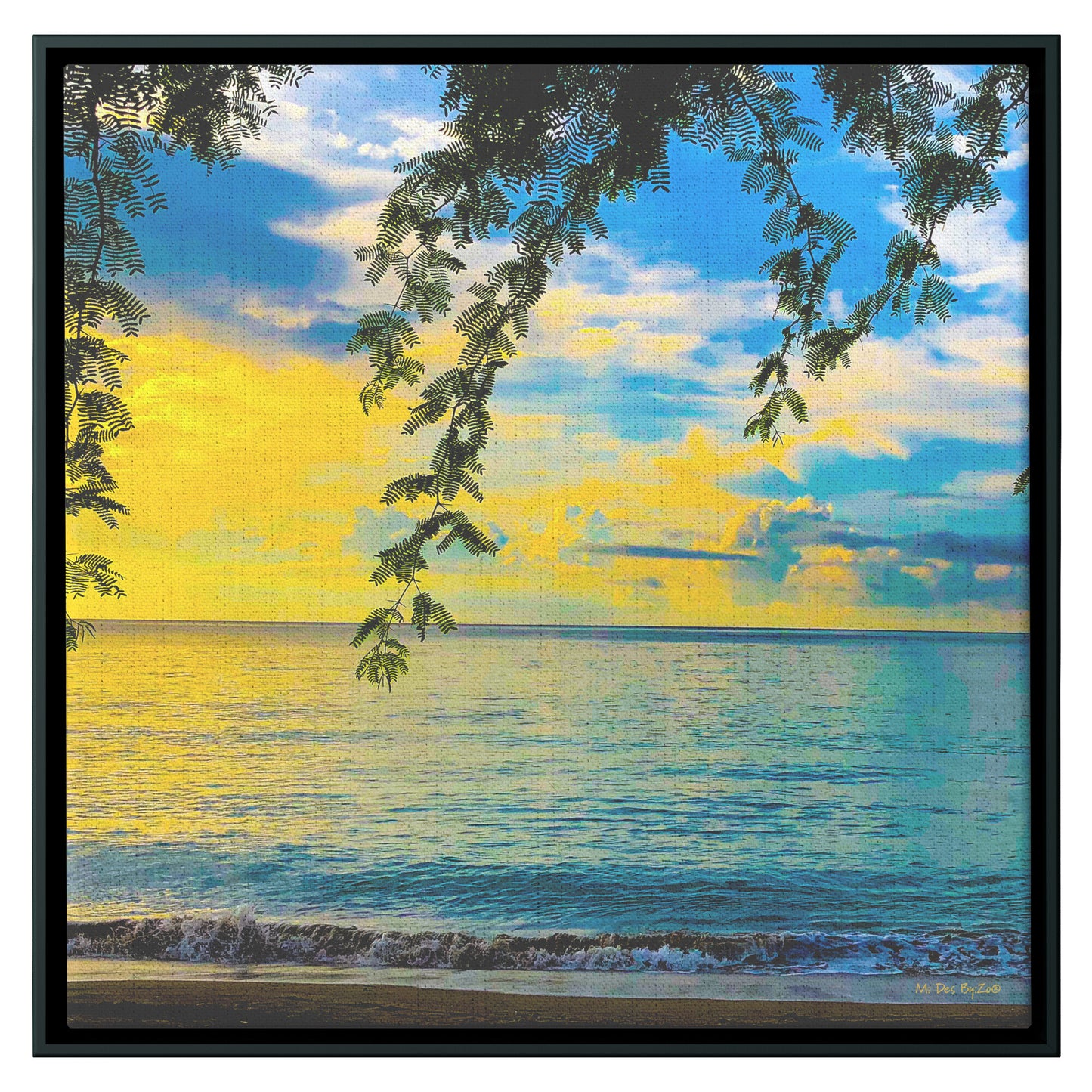 Sunrise In The Pacific Ocean in the Philippine Islands  on Floating Framed Canvas Fine-Art Photography By:Zo® - By:Zo