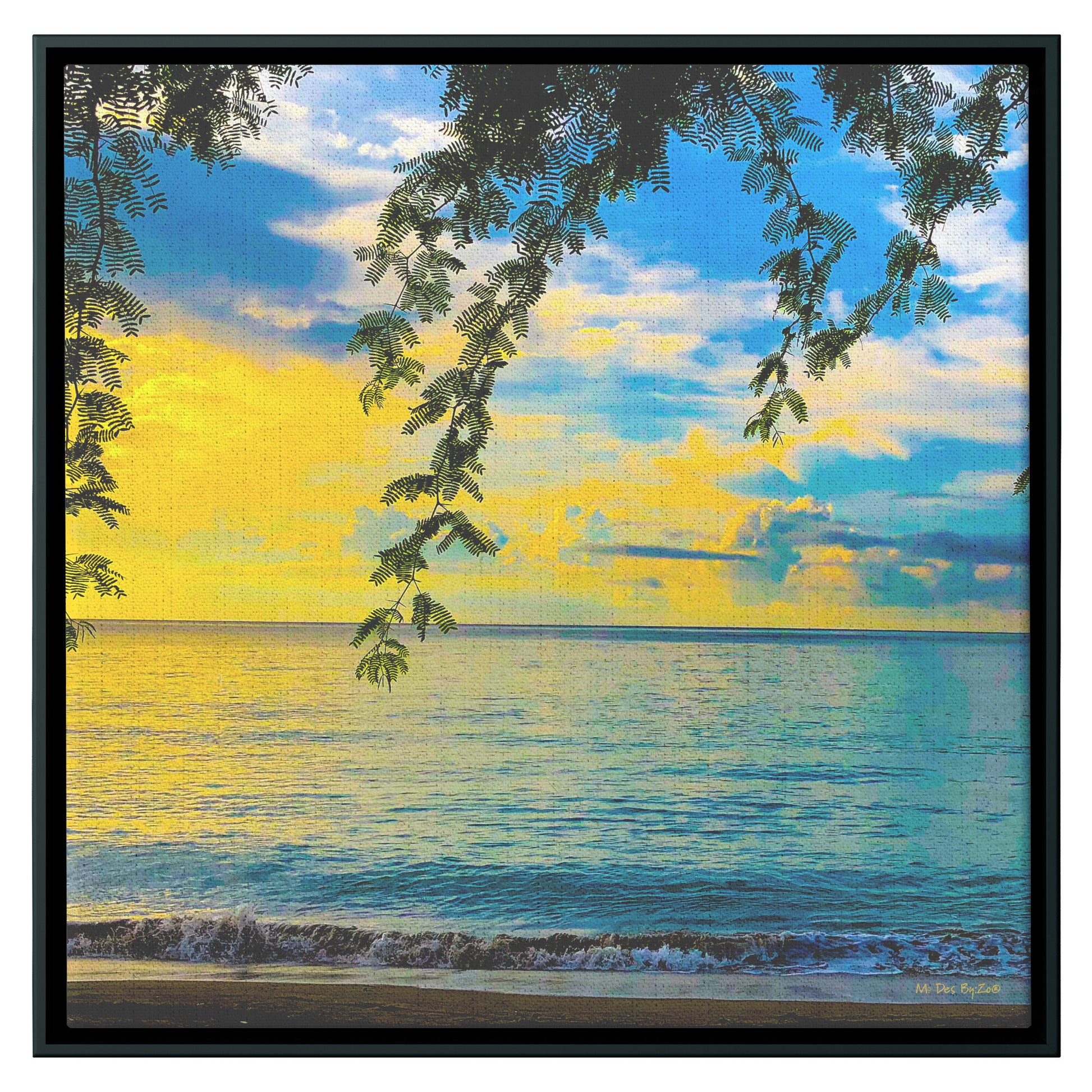 Sunrise In The Pacific Ocean in the Philippine Islands  on Floating Framed Canvas Fine-Art Photography By:Zo® - By:Zo