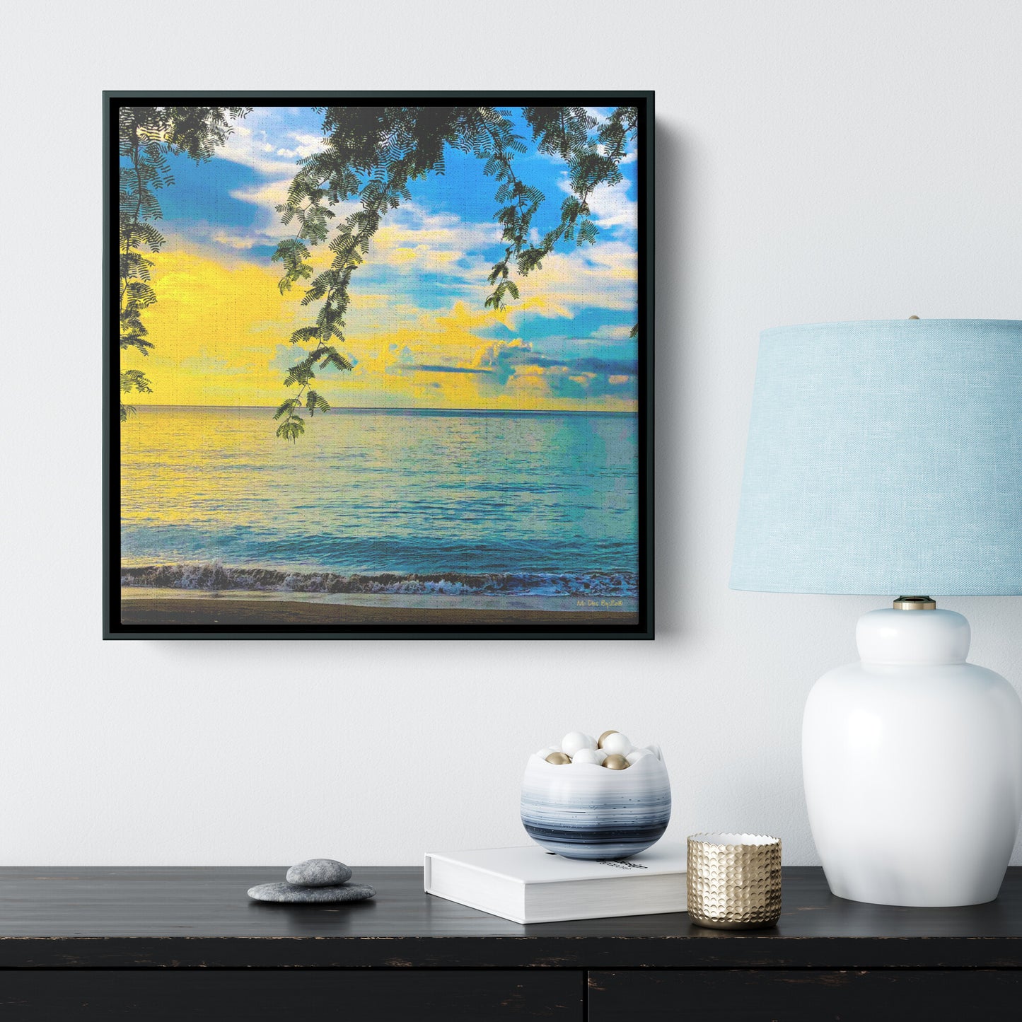 Sunrise In The Pacific Ocean in the Philippine Islands  on Floating Framed Canvas Fine-Art Photography By:Zo® - By:Zo