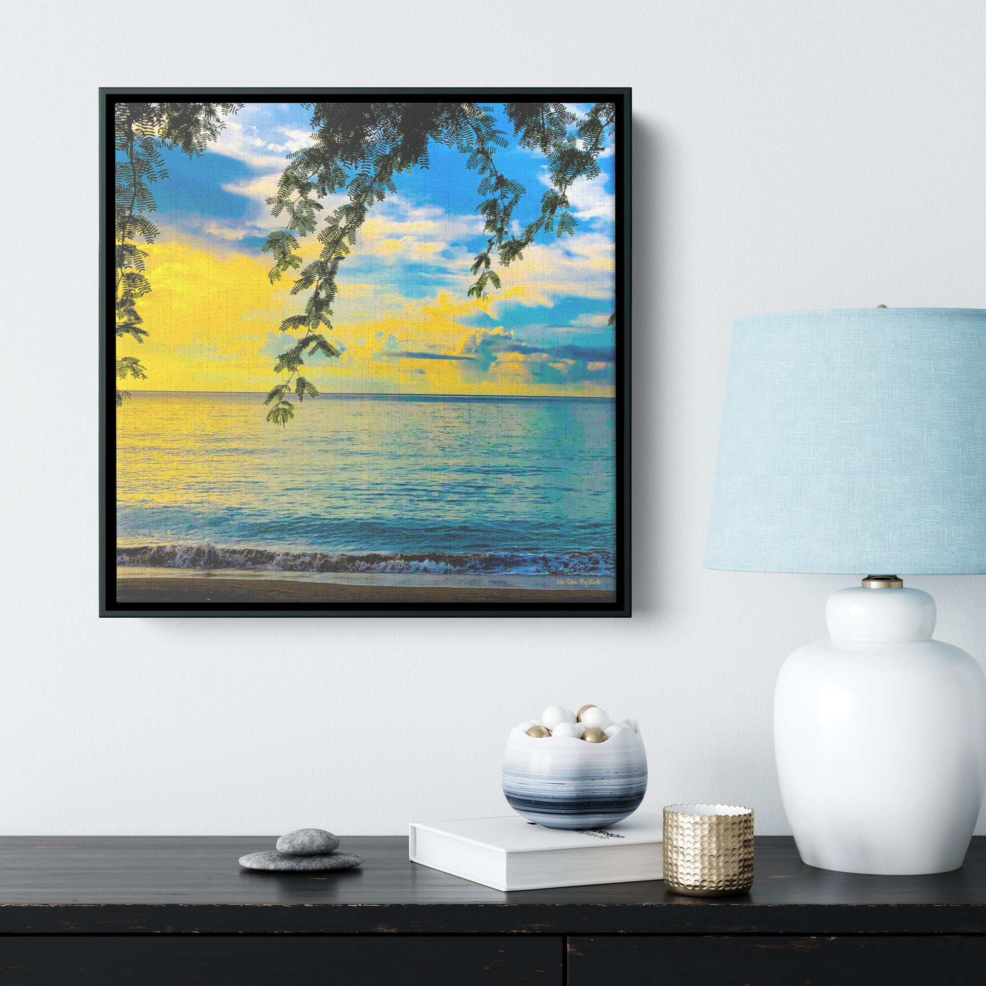 Sunrise In The Pacific Ocean in the Philippine Islands  on Floating Framed Canvas Fine-Art Photography By:Zo® - By:Zo