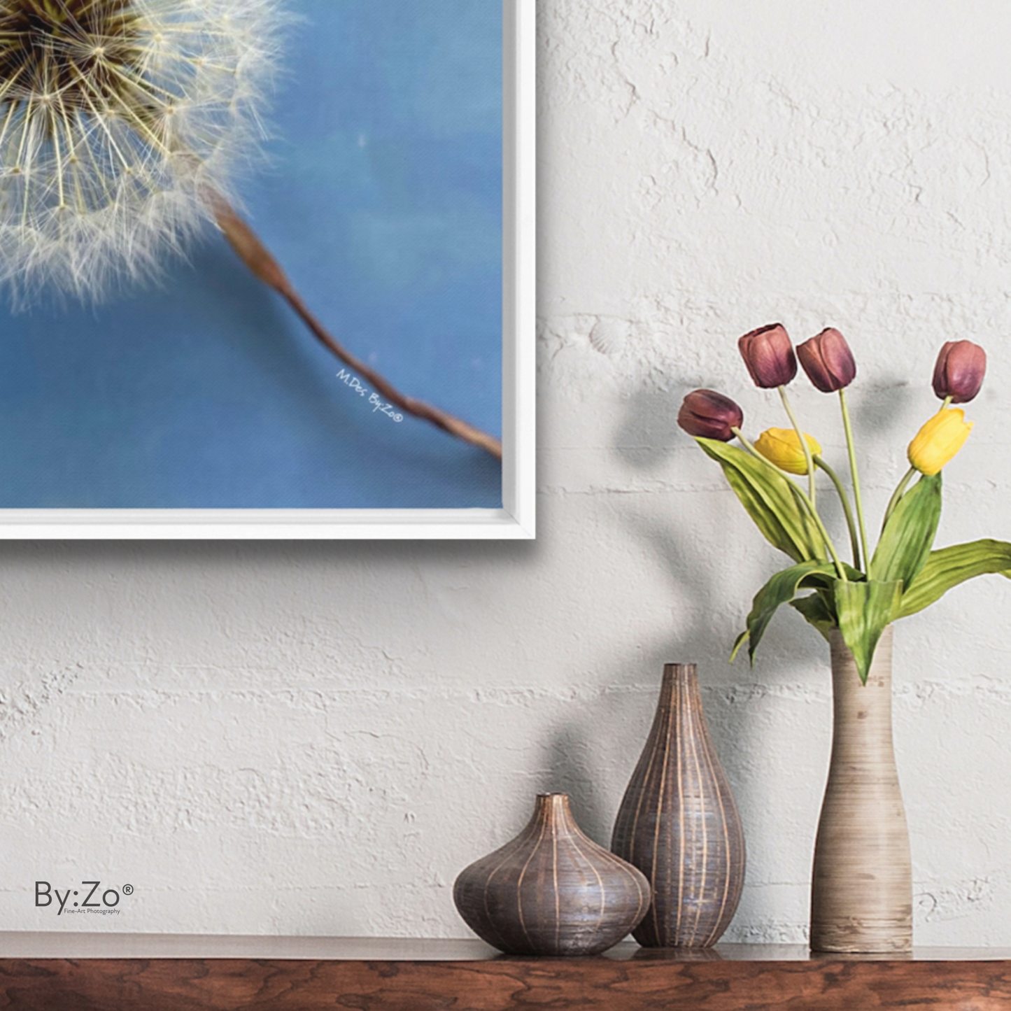 Wall Art Dandelion Make-a-Wish Make-Magic Original Art on Framed Canvas Floater Fine-Art Photography  By:Zo® - By:Zo